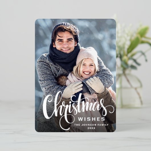 Sparkle Merry-kerstfoto's die zilver groeten Folie Feestdagenkaart (Staand Voorkant)