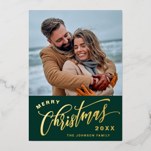 Sparkle Merry Kerstmis 2 PHOTO Greeting Folie Feestdagenkaart (Voorkant)