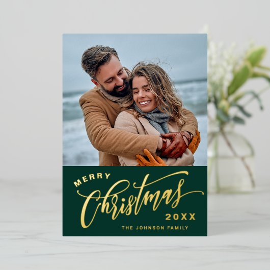 Sparkle Merry Kerstmis 2 PHOTO Greeting Folie Feestdagenkaart (Staand Voorkant)