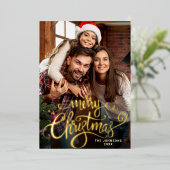 Sparkle Merry Kerstmis 2 PHOTO Greeting Gold Folie Feestdagenkaart (Staand Voorkant)