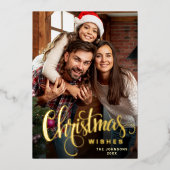 Sparkle Merry Kerstmis 2 PHOTO Greeting Gold Folie Feestdagenkaart (Voorkant)