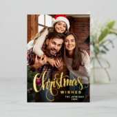 Sparkle Merry Kerstmis 2 PHOTO Greeting Gold Folie Feestdagenkaart (Staand Voorkant)