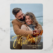 Sparkle Merry Kerstmis 2 PHOTO Greeting Gold Folie Feestdagenkaart (Voorkant)