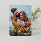 Sparkle Merry Kerstmis 2 PHOTO Greeting Gold Folie Feestdagenkaart (Staand Voorkant)