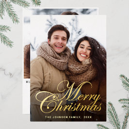 Sparkle Merry Kerstmis 2 PHOTO Greeting Gold Folie Feestdagenkaart