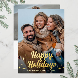 Sparkle Merry Kerstmis 2 PHOTO Greeting Gold Folie Feestdagenkaart