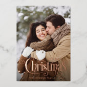 Sparkle Merry Kerstmis 2 PHOTO Greeting Roos Gold Folie Feestdagenkaart (Voorkant)