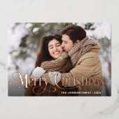 Sparkle Merry Kerstmis 2 PHOTO Greeting Roos Gold Folie Feestdagenkaart (Voorkant)