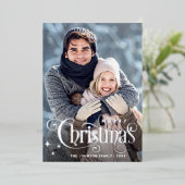 Sparkle Merry Kerstmis 2 PHOTO Greeting Silver Folie Feestdagenkaart (Staand Voorkant)