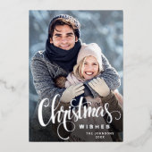 Sparkle Merry Kerstmis 2 PHOTO Greeting Silver Folie Feestdagenkaart (Voorkant)