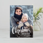 Sparkle Merry Kerstmis 2 PHOTO Greeting Silver Folie Feestdagenkaart (Staand Voorkant)