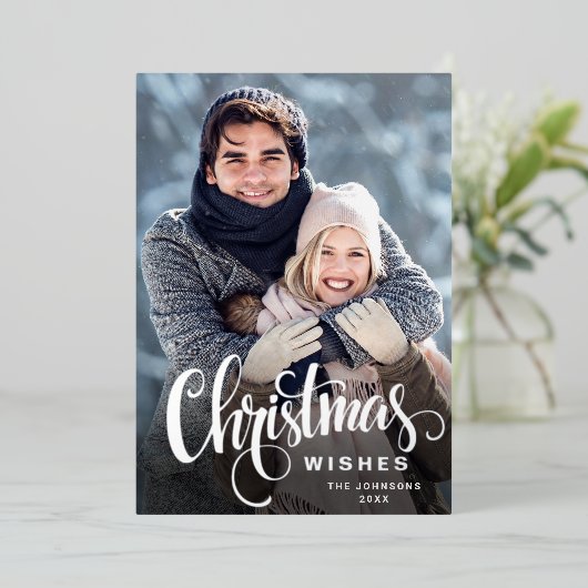 Sparkle Merry Kerstmis 2 PHOTO Greeting Silver Folie Feestdagenkaart (Staand Voorkant)