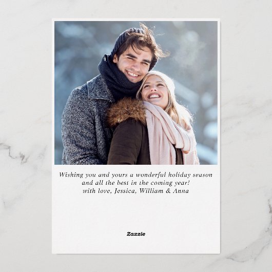 Sparkle Merry Kerstmis 2 PHOTO Greeting Silver Folie Feestdagenkaart (Achterkant)