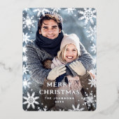 Sparkle Merry Kerstmis 2 PHOTO Greeting Silver Folie Feestdagenkaart (Voorkant)