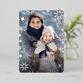 Sparkle Merry Kerstmis 2 PHOTO Greeting Silver Folie Feestdagenkaart (Staand Voorkant)