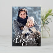 Sparkle Merry Kerstmis 2 PHOTO Greeting Silver Folie Feestdagenkaart (Staand Voorkant)