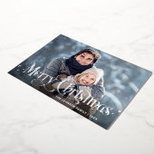 Sparkle Merry Kerstmis 3 PHOTO Greeting Silver Folie Feestdagenkaart (Gedraaid)