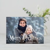 Sparkle Merry Kerstmis 3 PHOTO Greeting Silver Folie Feestdagenkaart (Staand Voorkant)