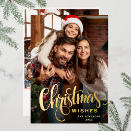 Sparkle Merry Kerstmis 4 PHOTO Greeting Gold Folie Feestdagenkaart