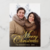 Sparkle Merry Kerstmis 4 PHOTO Greeting Gold Folie Feestdagenkaart (Voorkant)