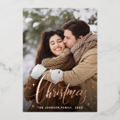 Sparkle Merry Kerstmis 4 PHOTO Greeting Roos Gold Folie Feestdagenkaart (Voorkant)