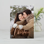 Sparkle Merry Kerstmis 4 PHOTO Greeting Roos Gold Folie Feestdagenkaart (Staand Voorkant)