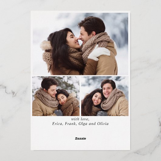 Sparkle Merry Kerstmis 4 PHOTO Greeting Roos Gold Folie Feestdagenkaart (Achterkant)