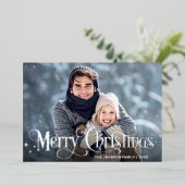 Sparkle Merry Kerstmis 4 PHOTO Greeting Silver Folie Feestdagenkaart (Staand Voorkant)
