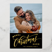 Sparkle Merry Kerstmis 5 PHOTO Gold Folie Feestdagenkaart (Voorkant)