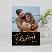 Sparkle Merry Kerstmis 5 PHOTO Gold Folie Feestdagenkaart (Staand Voorkant)