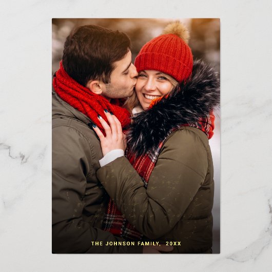 Sparkle Merry Kerstmis 5 PHOTO Greeting Gold Folie Feestdagenkaart (Voorkant)