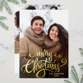 Sparkle Merry Kerstmis 5 PHOTO Greeting Gold Folie Feestdagenkaart