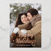 Sparkle Merry Kerstmis 5 PHOTO Greeting Roos Gold Folie Feestdagenkaart (Voorkant)