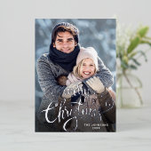 Sparkle Merry Kerstmis 5 PHOTO Greeting Silver Folie Feestdagenkaart (Staand Voorkant)