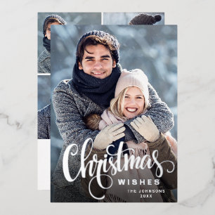 Sparkle Merry Kerstmis 5 PHOTO Greeting Silver Folie Feestdagenkaart