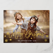 Sparkle Merry Kerstmis FOTO Greeting Gold Foil H