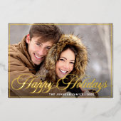 Sparkle Merry Kerstmis PHOTO Greeting Gold Folie Feestdagenkaart (Voorkant)