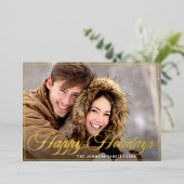 Sparkle Merry Kerstmis PHOTO Greeting Gold Folie Feestdagenkaart (Staand Voorkant)