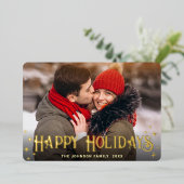 Sparkle Merry Kerstmis PHOTO Greeting Gold Folie Feestdagenkaart (Staand Voorkant)