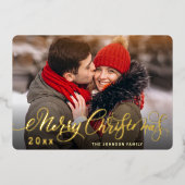 Sparkle Merry Kerstmis PHOTO Greeting Gold Folie Feestdagenkaart (Voorkant)