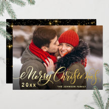 Sparkle Merry Kerstmis PHOTO Greeting Gold