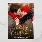 Sparkle Merry Kerstmis PHOTO Greeting Gold Folie Feestdagenkaart (Voorkant)