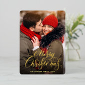 Sparkle Merry Kerstmis PHOTO Greeting Gold Folie Feestdagenkaart (Staand Voorkant)