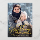 Sparkle Merry Kerstmis PHOTO Greeting Gold Folie Feestdagenkaart (Voorkant)