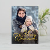 Sparkle Merry Kerstmis PHOTO Greeting Gold Folie Feestdagenkaart (Staand Voorkant)