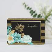 Sparkle Mint Gold Floral Bridesmaid Invitation Kaart (Staand voorkant)