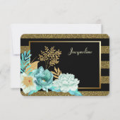 Sparkle Mint Gold Floral Bridesmaid Invitation Kaart (Voorkant)