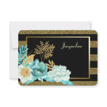 Sparkle Mint Gold Floral Bridesmaid Invitation