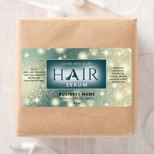 Sparkle moderne elegante haarproducten etiket (Insitu)