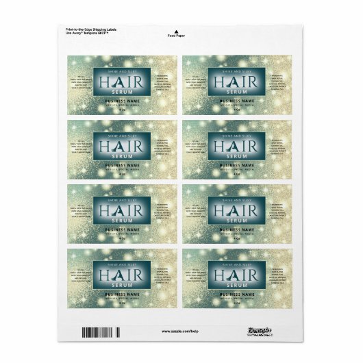 Sparkle moderne elegante haarproducten etiket (Full Sheet)